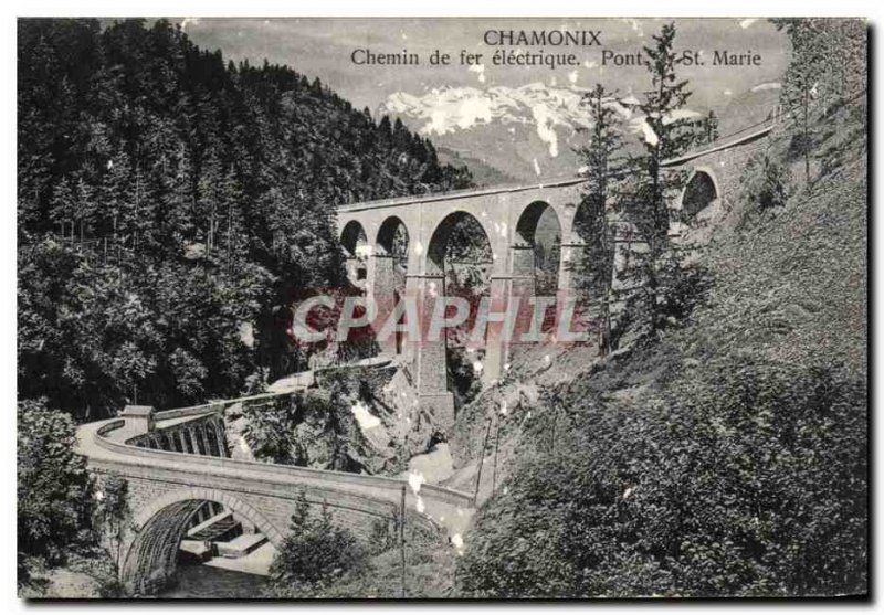 Old Postcard Chamonix Electric Railway Bridge St Mary