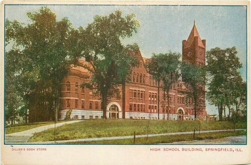 IL, Springfield, Illinois, High School Building, Undivided, Diller's Book Store