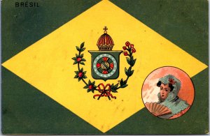 Brazil Bresil Lady Vintage Postcard C005