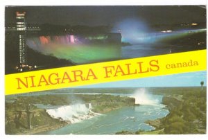 Day & Night Views, Niagara Falls Canada, 1972 Split View Postcard, Slogan Cancel