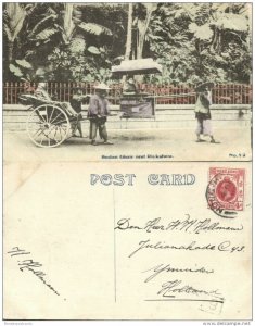 china, HONG KONG, Native Sedan Chair and Rickshaw (1921) Postcard