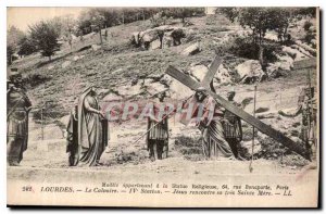 Old Postcard Lourdes Calvary Station IV Jesus meets his very Sainte Mere