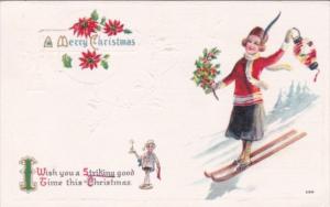 Christmas Young Girl Skiing 1914