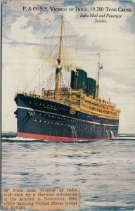 SS 'Viceroy of India' Ship (Sunk 1942 Newspaper Article Stuck On) Postcard E81