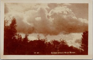 High River Alberta Cloud Effect Clouds Landscape AB Unused RPPC Postcard H4