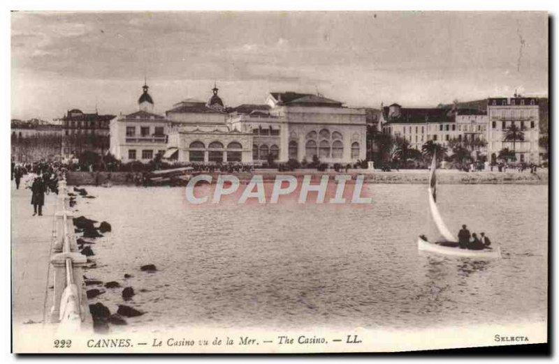 Old Postcard Cannes Casino Seen Sea