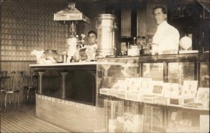 Alpha Mastodon? Michigan MI ALPHA CANDY KITCHEN Store Interior RPPC c1910