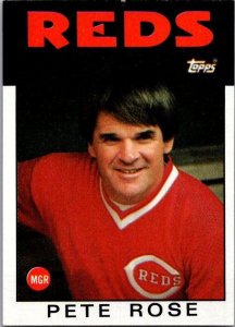 1986 Topps Baseball Card Pete Rose Manager Cincinnati Reds sk10699