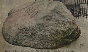 Vintage Postcard Plymouth Rock On Whick Pilgrims Landed In 1620 Massachusetts MA