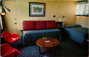 Yankee Traveler Motel Room Mid Century Modern Plymouth Massachusetts Postcard