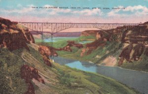 Twin Falls Jerome Bridge Idaho ID Snake River Postcard D13