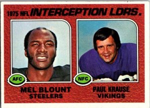 1976 Topps Football Card '75 NFL Interception Leaders Blount Krause sk4669