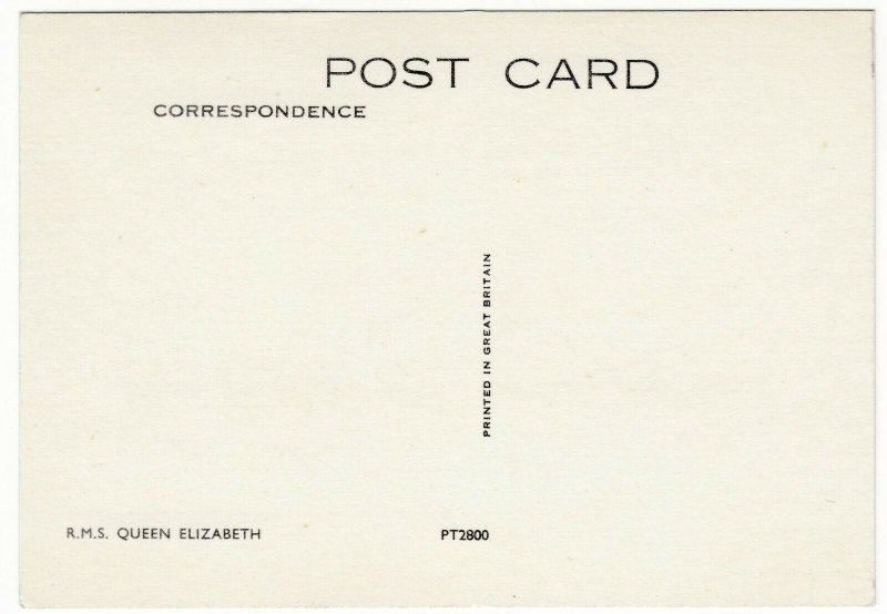 Shipping; Cunard Line RMS Queen Elizabeth PPC, Unposted, PT2800, c 1960's 