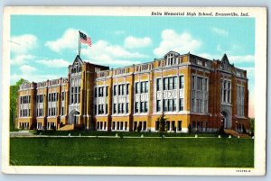 1940 Evansville Indiana IN Postcard Reitz Memorial High School Building Unposted