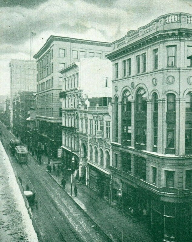 C.1910 Trolley Car Line Signs Westminster Street Providence RI Postcard P94