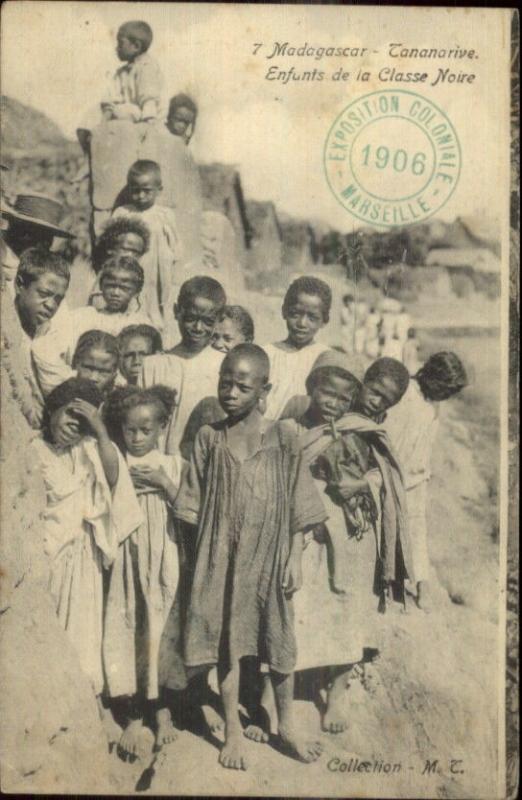 Tananarive Madagascar Native Black Children Expo Cancel 1906 Marseille PC