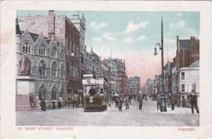 Wales Cardiff Trolley On St Mary Street 1904