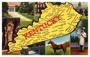 Postcard Map KY - Kentucky map card with pictures