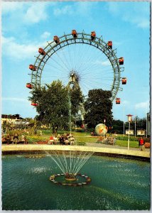 VINTAGE CONTINENTAL SIZED POSTCARD THE PRATER AND GIANT FERRIS WHEEL AT VIENNA