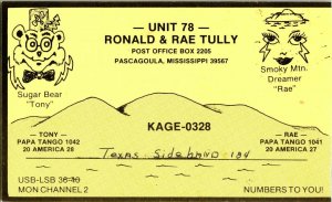 QSL Radio Card From Pascagoula Mississippi KAGE-0328