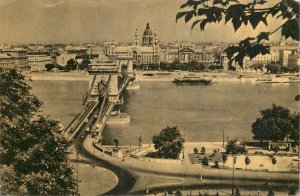 Sailing vessels navigation related postcard Hungary Budapest Danube cruise ship