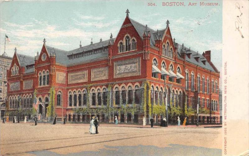 25598 MA, Boston, 1906 Art Museum, couple standing out front