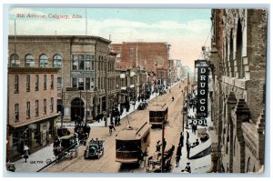 1911 8th Avenue Calgary Alberta Canada Drugstore Pool Trolley Car Postcard