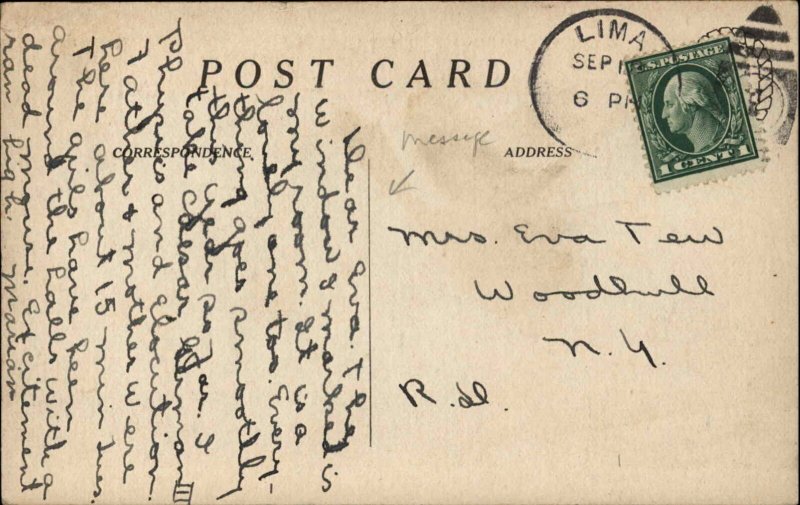 Lima NY New York or Ohio OH Cancel - Building c1910 Postcard