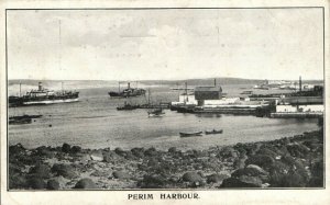 PC CPA YEMEN, PERIM ISLAND, PERIM HARBOUR, Vintage Postcard (b24669)