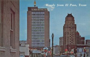 Howdy From El Paso TX Twilight Over The Heart of The City Postcard