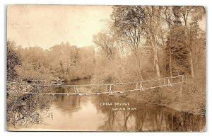 RPPC Cable Bridge, Gwinn, MI Real Photo Postcard *7E(2)9