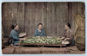 Women Postcard Selecting Corticelli Silkworms Advertising Japanese Silk c1910's