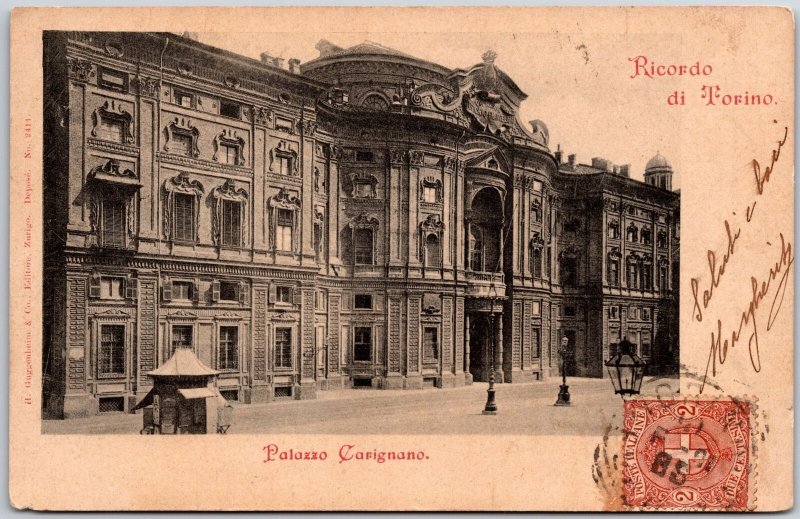 Ricordo Di Torino Palazzo Carignano Italy Buildings Postcard