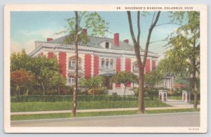 Columbus Ohio~Governor's Mansion~Trees in Front~1920s Postcard