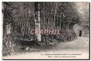 Old Postcard Abbay Notre Dame de Langonnet Park Allee of the Cross