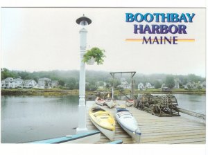 Cartão postal cromado de caiaques, Boothbay Harbor, Maine-
