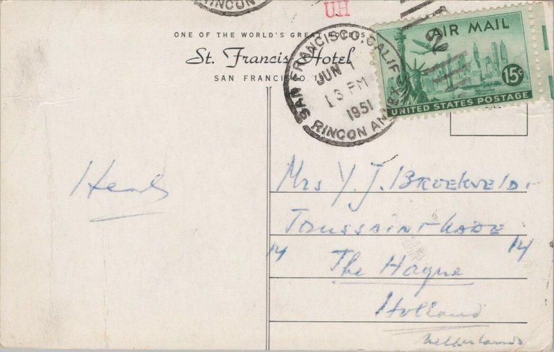 USA St Francis Hotel Union Square San Francisco California Postcard 01.42 