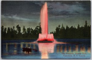 Vancouver British Columbia Canada, 1937 The Fountain, Stanley Park, Postcard