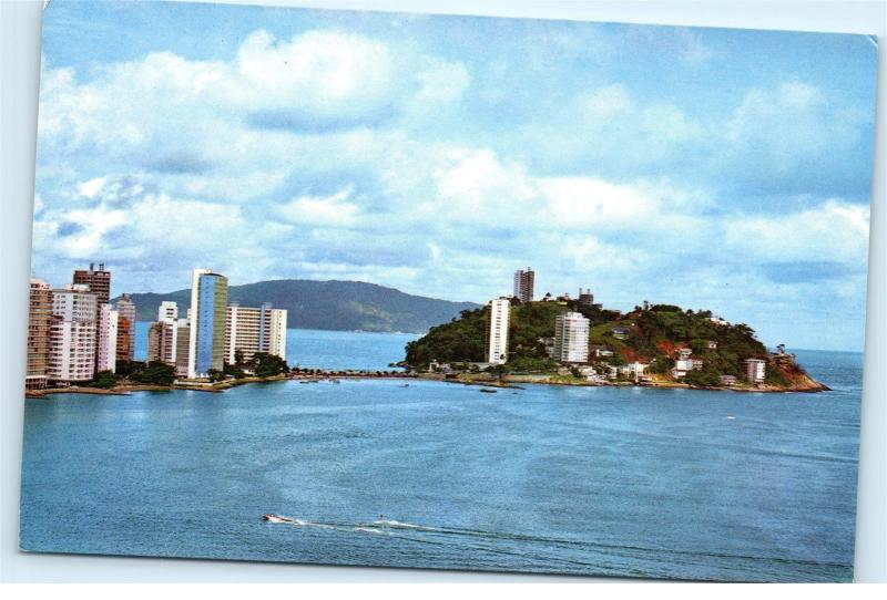 *1960s Sao Vincente Brasil Brazil Porchat Island Town View Vintage Postcard A24