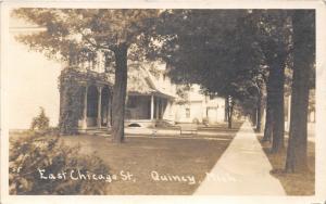 Quincy Michigan~East Chicago Street~Beautiful Victorian Homes~1913 RPPC