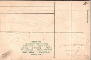 Deer Cabin Winter Scene Candles Fir Branches Postcard