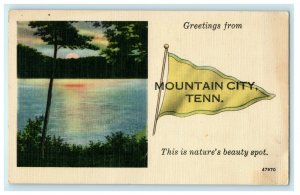 1949 Pennant Greetings from Mountain City Tennessee Marriage Vintage Postcard