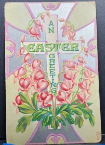 Easter Greeting Cross 1909 Antique Postcard