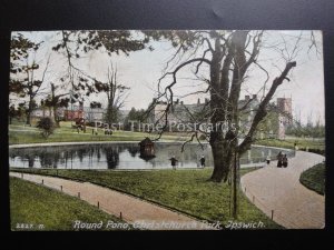 Suffolk IPSWICH Round Pond, Christchurch Park shows DUCK HOUSE c1907 by Hartmann