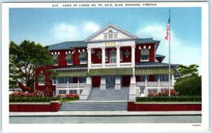 ROANOKE, Virginia  VA   Home of  B.P.O. ELKS LODGE   ca 1940s Linen   Postcard