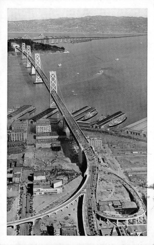 San Francisco-Oakland Bay Bridge Berkeley Hills c1940s Vintage Postcard