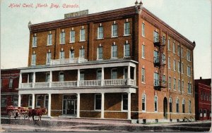 North Bay Ontario Hotel Cecil #3679 Stedman Bros Postcard E91