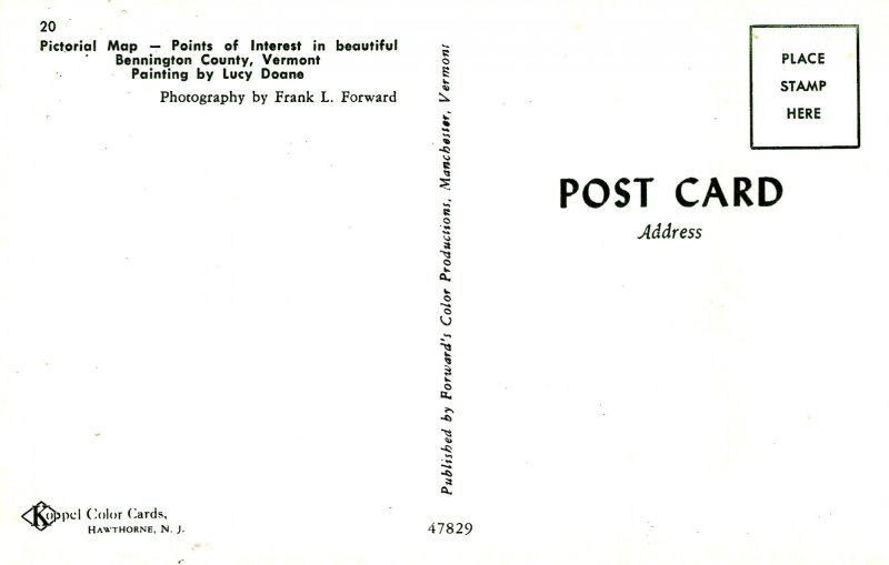 Vermont - Beautiful Bennington County - Points of Interest - c1960