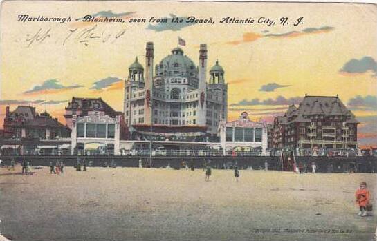 New Jersey Atlantic City Marlborough Blenhaim Seen From The Beach 1909