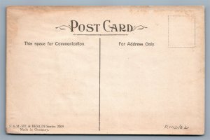 VALENTINE ANTIQUE EMBOSSED POSTCARD CUPID w/ PIGEON POST